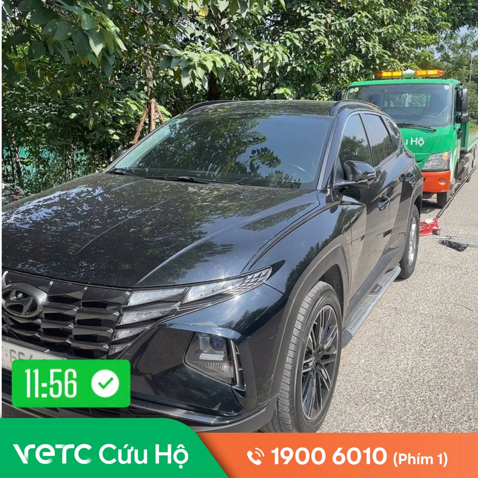 Sự cố sụp lề trên đoạn đường nông thôn hẹp đã được đội ngũ VETC xử lý