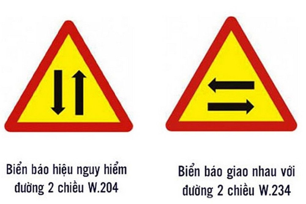 Phân biệt biển W.234 và biển báo hiệu đường 2 chiều W.204