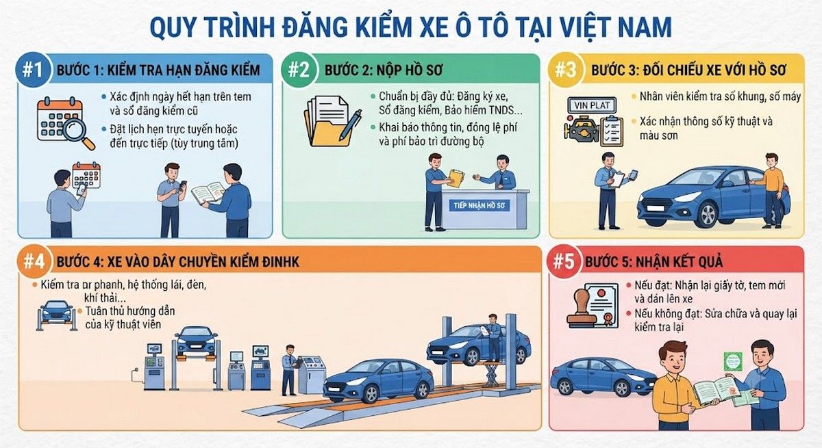 Quy trình đăng kiểm xe ô tô lần 2