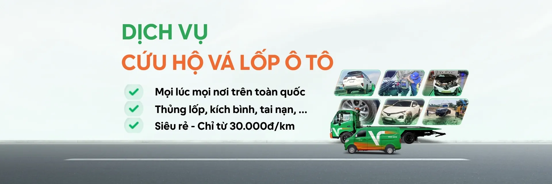 Banner cứu hộ khu vực Cứu hộ vá lốp ô tô
